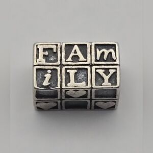 Soufeel 925 Sterling Silver “Family” Block Charm | Heart Detail Bead 💞